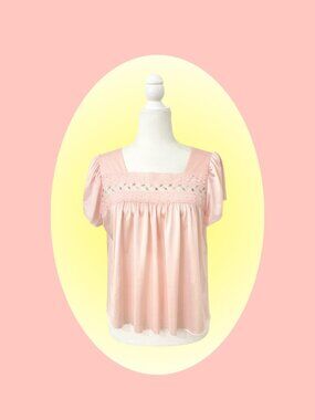 vintage vanity fair pajama babydoll pink floral lace top